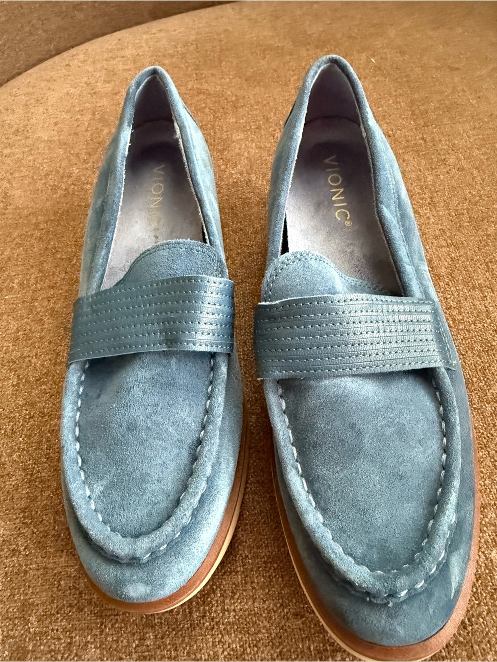 Vionic Teal Suede Slip-On Loafers